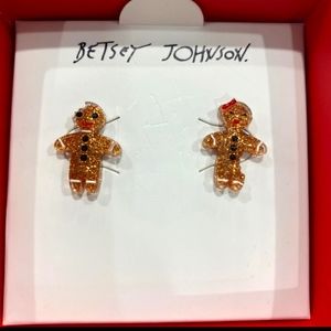 NWT  Betsey Johnson Gingerbreadman and Woman Earrings
